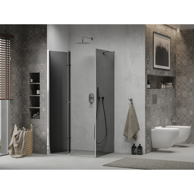 Mexen Lima faltbare Duschkabine 80 x 120 cm, Graphit, Chrom - 856-080-120-01-40