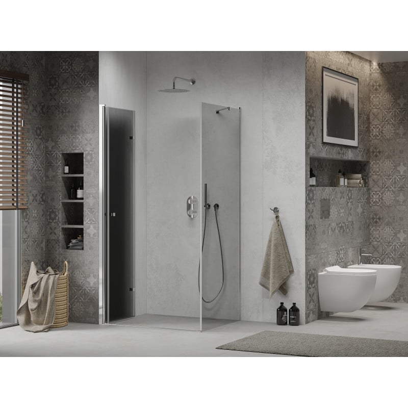 Mexen Lima faltbare Duschkabine 100 x 80 cm, Graphit, Chrom - 856-100-080-01-40