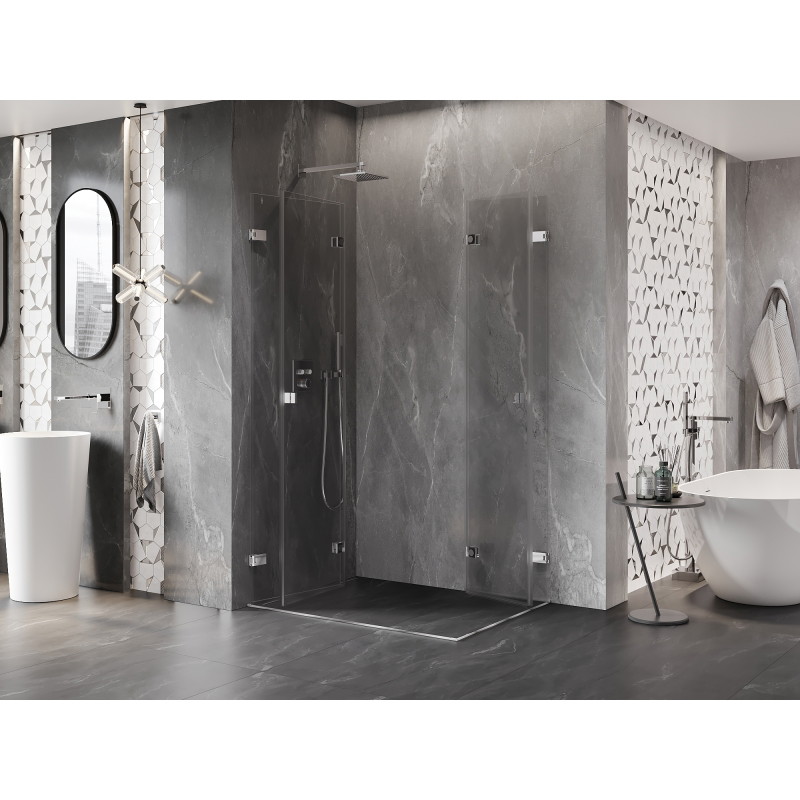 Mexen Lunar-F Duo faltbare Duschkabine 85 x 75 cm, transparent, Chrom - 836-085L-075P-01-00
