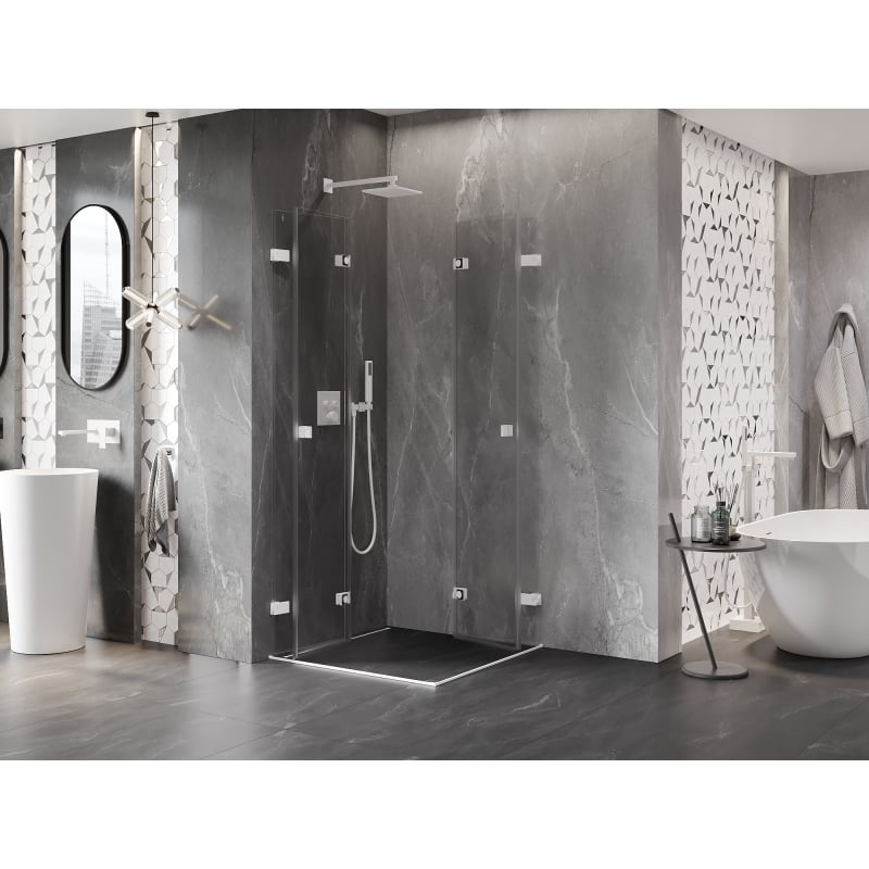 Mexen Lunar-F Duo Duschkabine faltbar 70 x 70 cm, transparent, weiß - 836-070L-070P-20-00