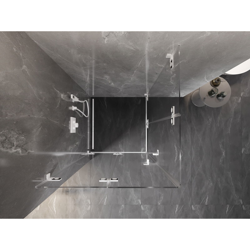 Mexen Lunar-F Duo klappbare Duschkabine 80 x 80 cm, transparent, weiß - 836-080L-080P-20-00