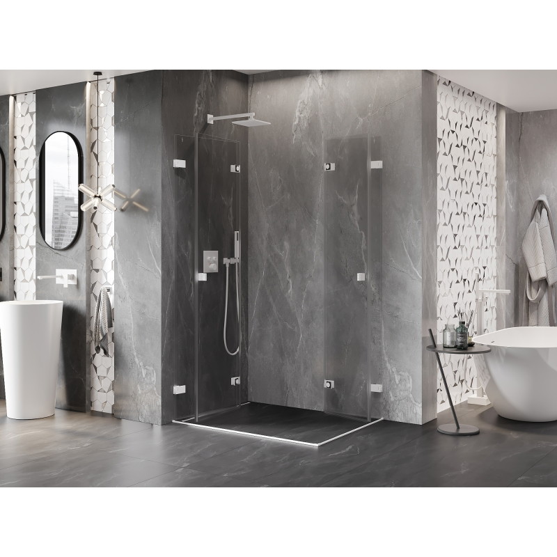 Mexen Lunar-F Duo faltbare Duschkabine 90 x 85 cm, transparent, weiß - 836-090L-085P-20-00