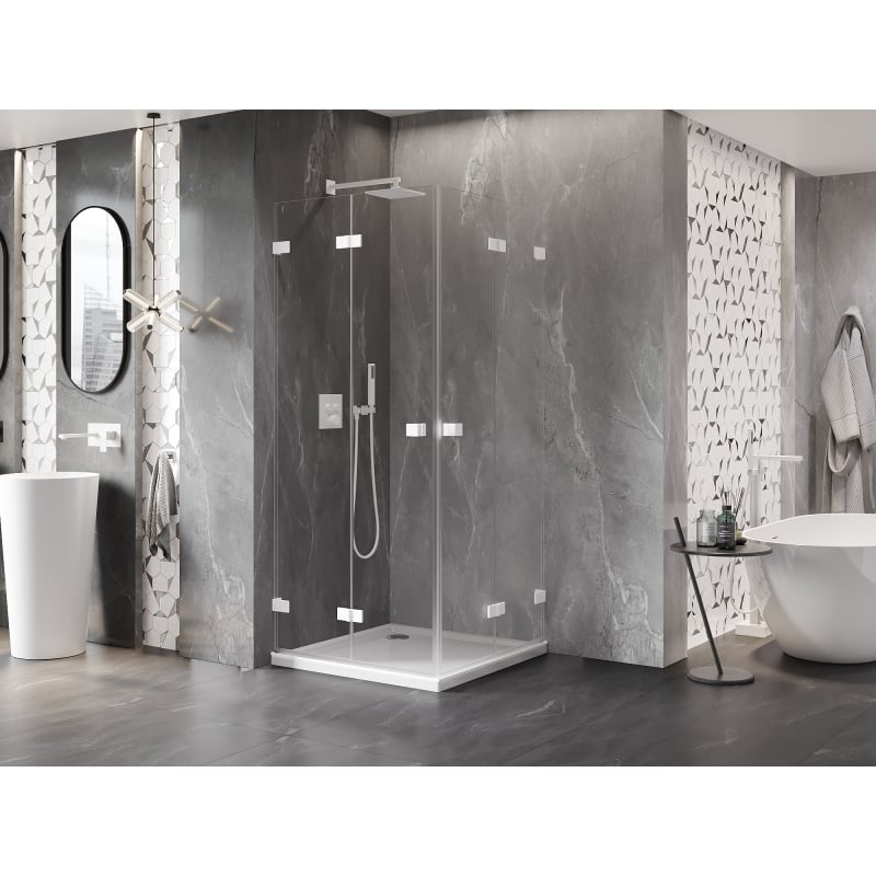 Mexen Lunar-F Duo faltbare Duschkabine 90 x 90 cm, transparent, weiß - 836-090L-090P-20-00