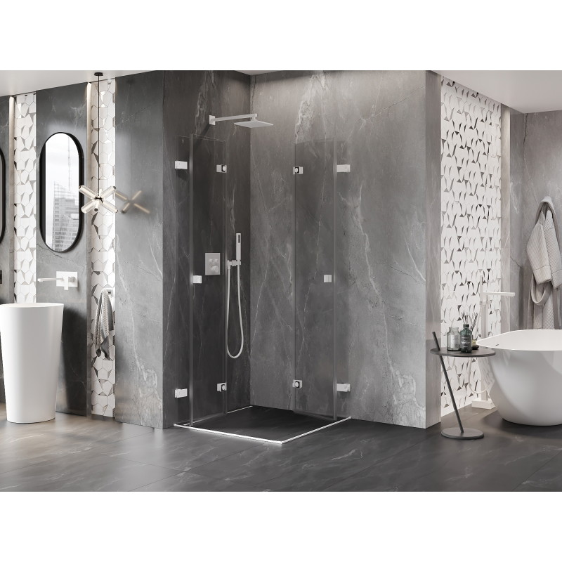 Mexen Lunar-F Duo faltbare Duschkabine 90 x 90 cm, transparent, weiß - 836-090L-090P-20-00