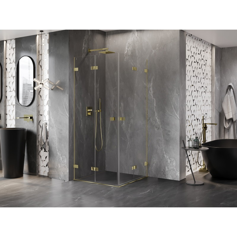 Mexen Lunar-F Duo faltbare Duschkabine 75 x 75 cm, transparent, gold - 836-075L-075P-50-00