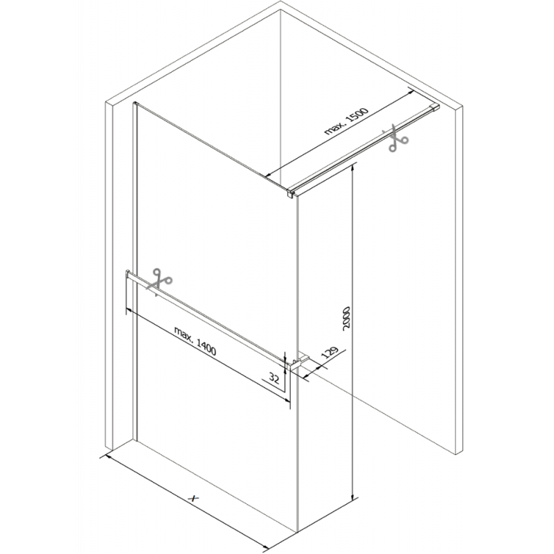Mexen Kioto+ Duschwand mit Ablage Walk-in 70 x 200 cm, transparent, chrom - 800-070-121-01-00