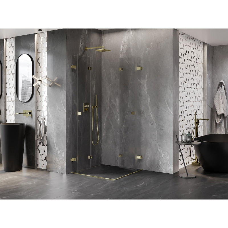 Mexen Lunar-F Duo faltbare Duschkabine 80 x 80 cm, transparent, gold - 836-080L-080P-50-00