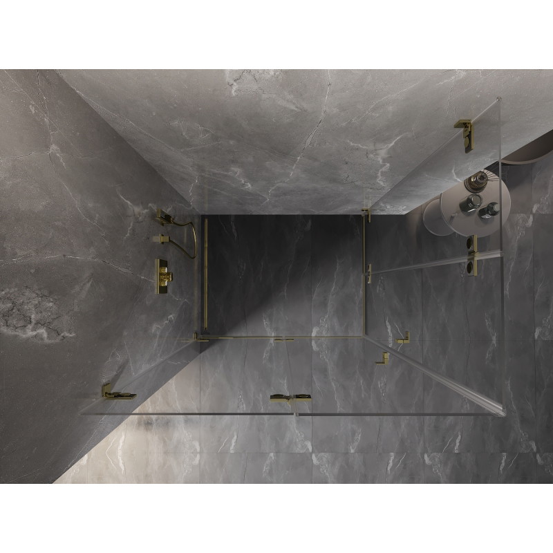 Mexen Lunar-F Duo Faltbare Duschkabine 85 x 70 cm, transparent, gold - 836-085L-070P-50-00