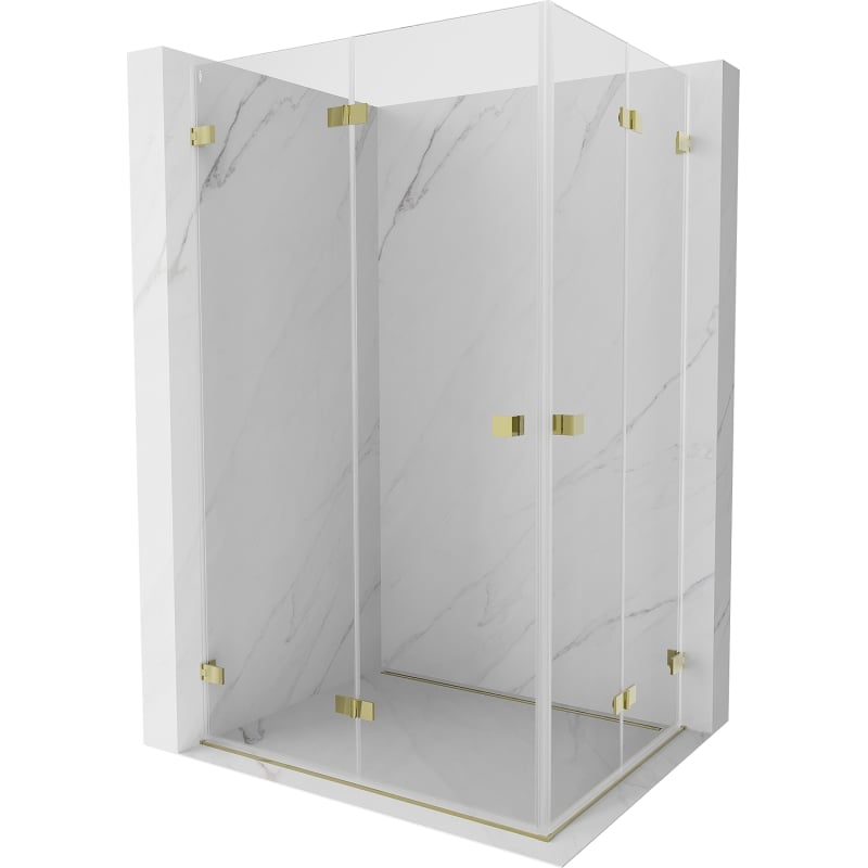 Mexen Lunar-F Duo faltbare Duschkabine 85 x 75 cm, transparent, gold - 836-085L-075P-50-00