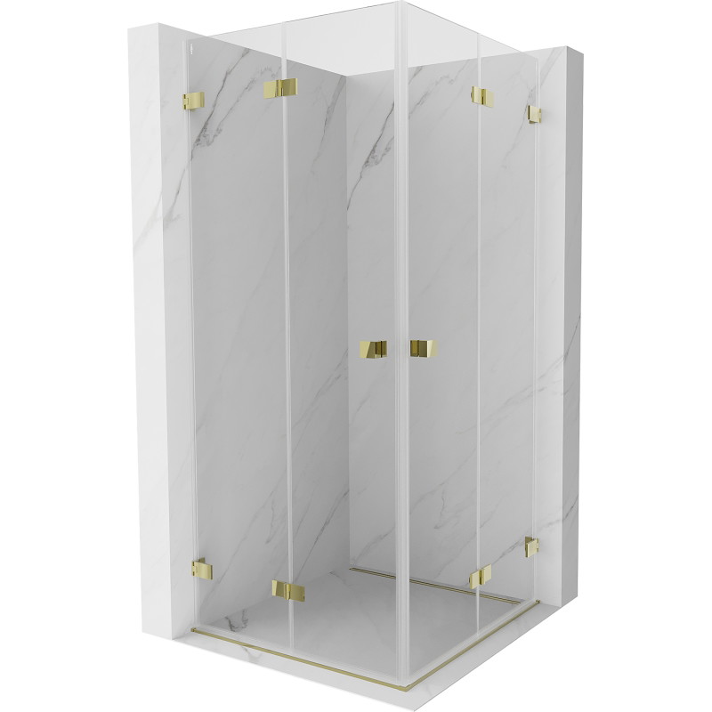 Mexen Lunar-F Duo faltbare Duschkabine 90 x 90 cm, transparent, Gold - 836-090L-090P-50-00