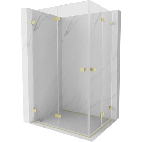 Mexen Lunar-F Duo faltbare Duschkabine 85 x 75 cm, transparent, gebürstet gold - 836-085L-075P-55-00