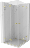 Mexen Lunar-F Duo faltbare Duschkabine 85 x 85 cm, transparent, gebürstetes Gold - 836-085L-085P-55-00