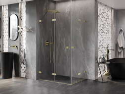 Mexen Lunar-F Duo faltbare Duschkabine 100 x 70 cm, transparent, gold gebürstet - 836-100L-070P-55-00