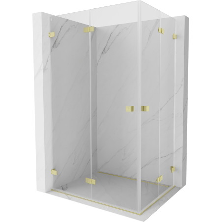 Mexen Lunar-F Duo faltbare Duschkabine 100 x 75 cm, transparent, gebürstet gold - 836-100L-075P-55-00