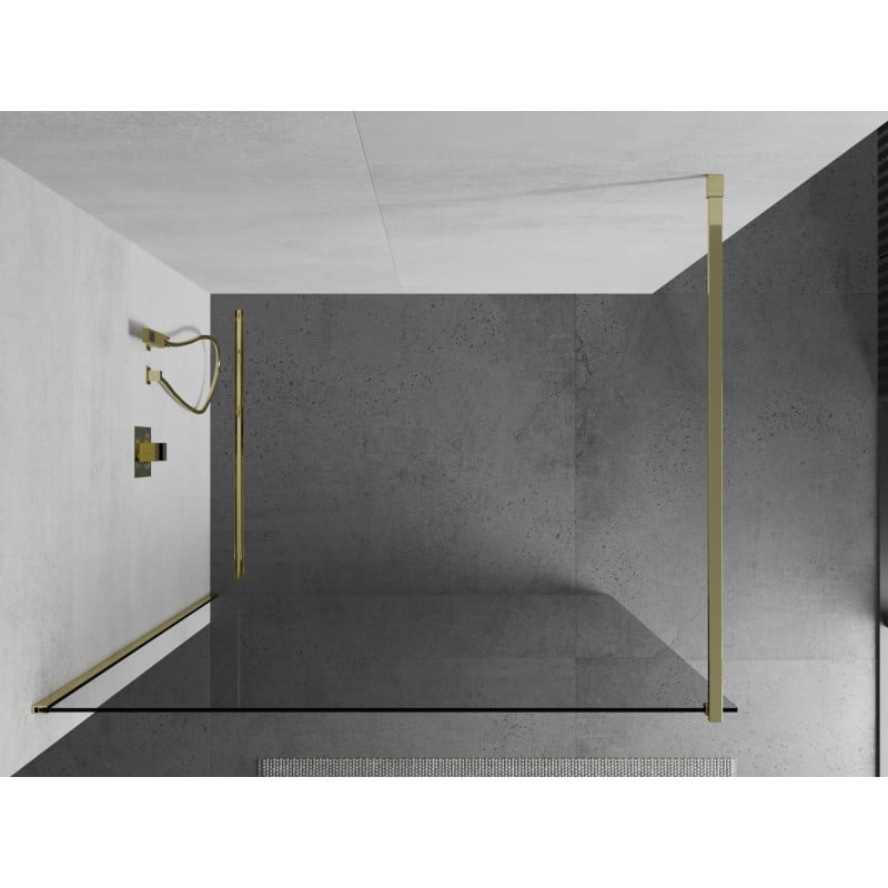 Mexen Kioto Duschwand Walk-in 50 x 200 cm, transparent 8 mm, gold - 800-050-101-50-00