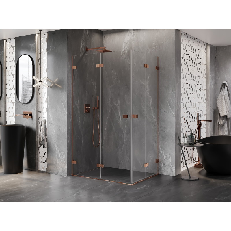Mexen Lunar-F Duo Duschkabine faltbar 85 x 75 cm, transparent, Roségold - 836-085L-075P-60-00