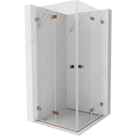 Mexen Lunar-F Duo faltbare Duschkabine 85 x 85 cm, transparent, Roségold - 836-085L-085P-60-00
