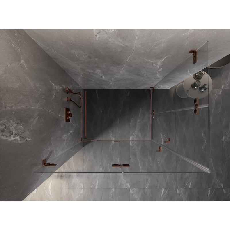 Mexen Lunar-F Duo faltbare Duschkabine 90 x 70 cm, transparent, Roségold - 836-090L-070P-60-00