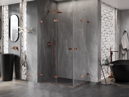 Mexen Lunar-F Duo Klappduschkabine 100 x 80 cm, transparent, Roségold - 836-100L-080P-60-00