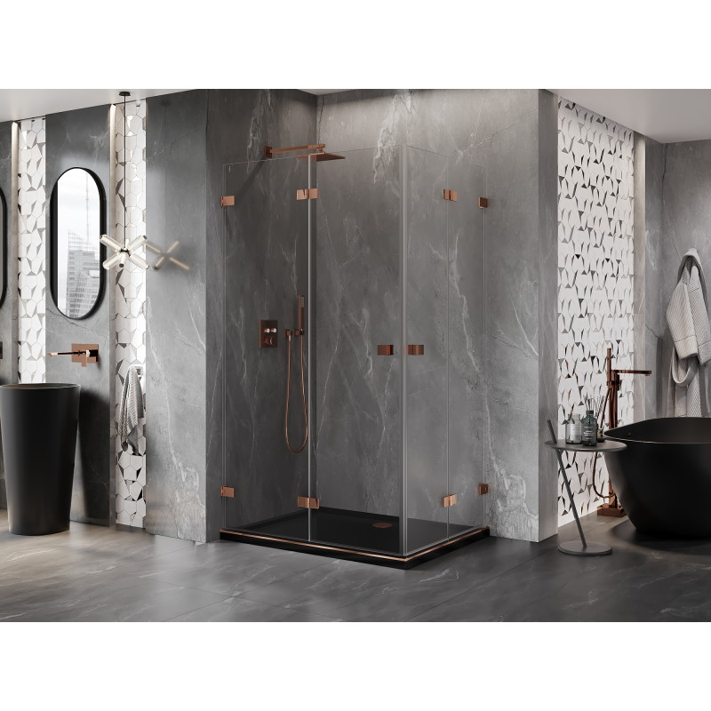 Mexen Lunar-F Duo faltbare Duschkabine 100 x 85 cm, transparent, Roségold - 836-100L-085P-60-00
