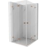 Mexen Lunar-F Duo faltbare Duschkabine 75 x 75 cm, transparent, gebürstetes Kupfer - 836-075L-075P-65-00