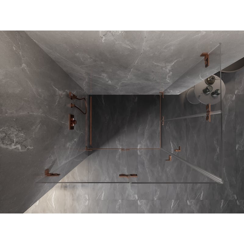 Mexen Lunar-F Duo Faltduschkabine 100 x 95 cm, transparent, gebürstetes Kupfer - 836-100L-095P-65-00