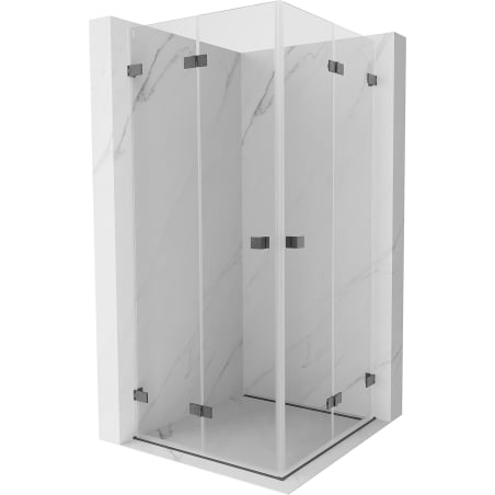 Mexen Lunar-F Duo faltbare Duschkabine 70 x 70 cm, transparent, gebürstetes Gun Gray - 836-070L-070P-66-00