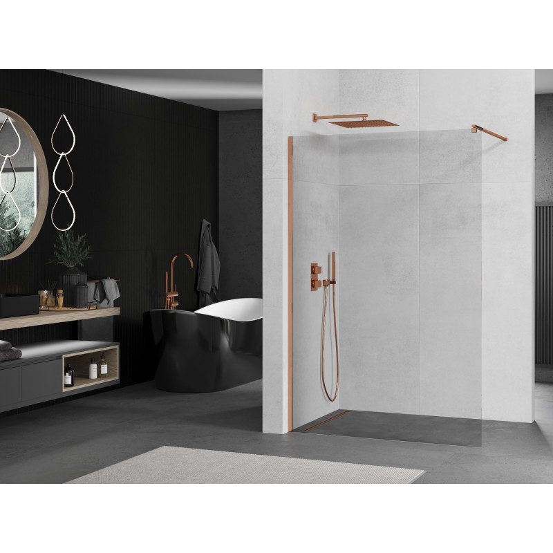 Mexen Kioto Duschwand Walk-in 70 x 200 cm, transparent 8 mm, Roségold - 800-070-101-60-00