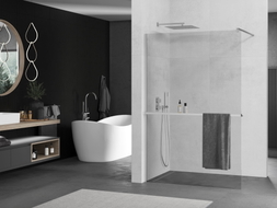 Mexen Kioto+ Duschwand mit Ablage Walk-in 80 x 200 cm, transparent, chrom - 800-080-121-01-00
