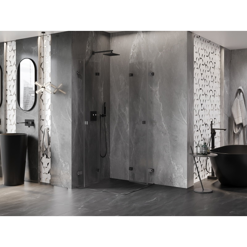 Mexen Lunar-F Duo Duschkabine klappbar 100 x 100 cm, transparent, gebürstet Gun Gray - 836-100L-100P-66-00