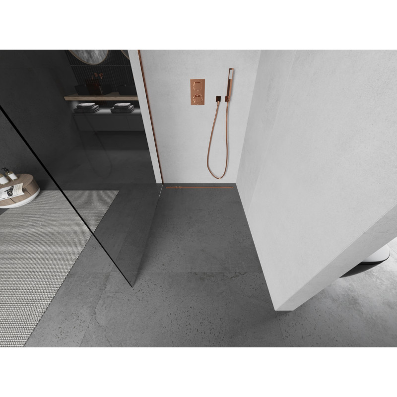 Mexen Kioto Duschtrennwand Walk-in 140 x 200 cm, transparent 8 mm, Roségold - 800-140-101-60-00
