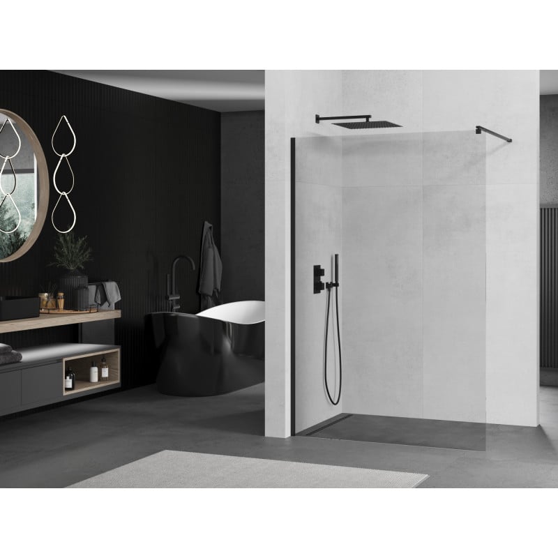 Mexen Kioto Duschwand Walk-in 60 x 200 cm, transparent 8 mm, schwarz - 800-060-101-70-00