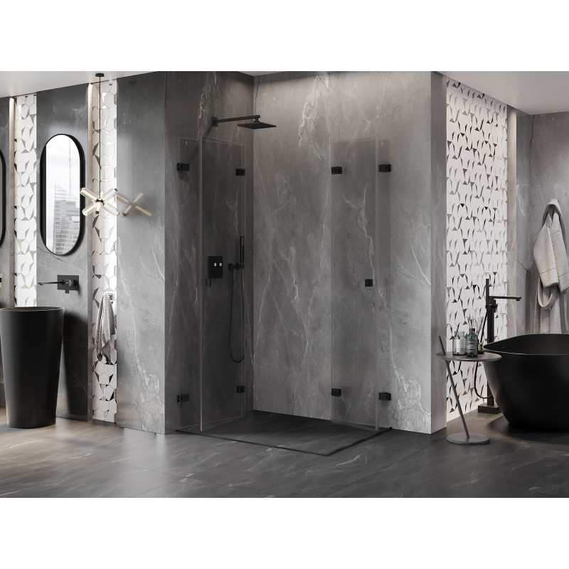 Mexen Lunar-F Duo faltbare Duschkabine 100 x 90 cm, transparent, schwarz - 836-100L-090P-70-00