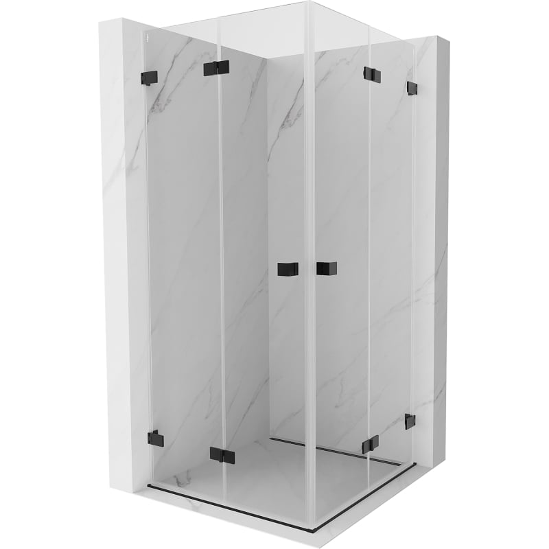Mexen Lunar-F Duo Faltbare Duschkabine 100 x 100 cm, transparent, schwarz - 836-100L-100P-70-00