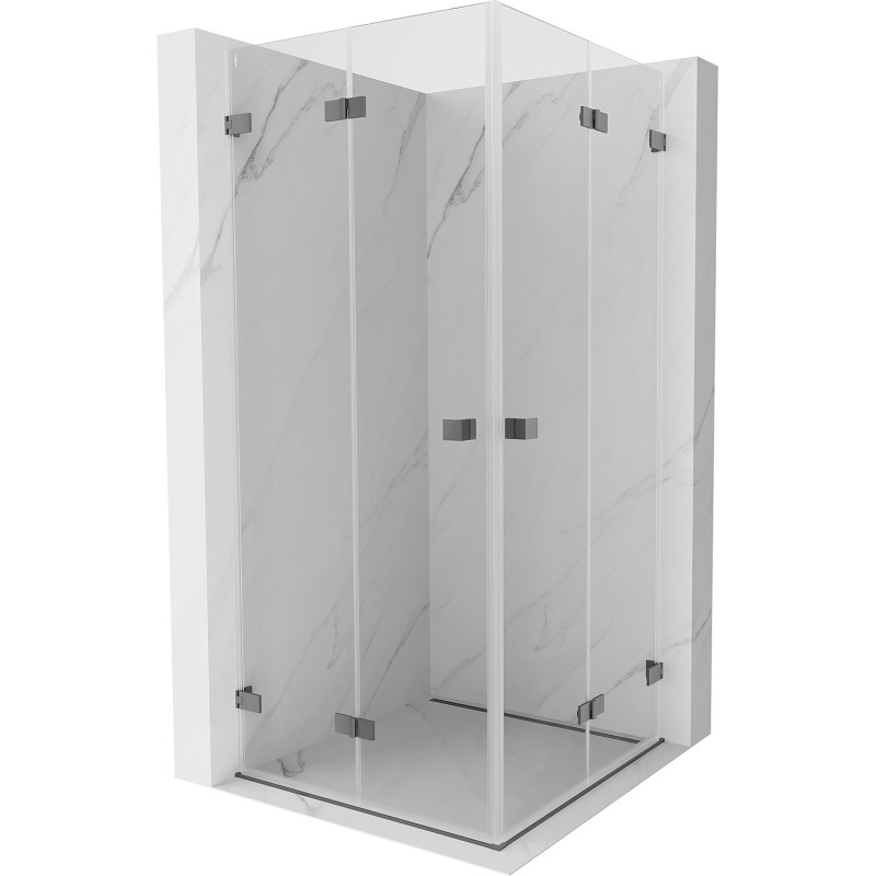 Mexen Lunar-F Duo Duschkabine faltbar 80 x 80 cm, transparent, Gun Metal - 836-080L-080P-95-00