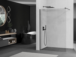 Mexen Kioto Duschwand Walk-in 120 x 200 cm, transparent 8 mm, schwarz - 800-120-101-70-00