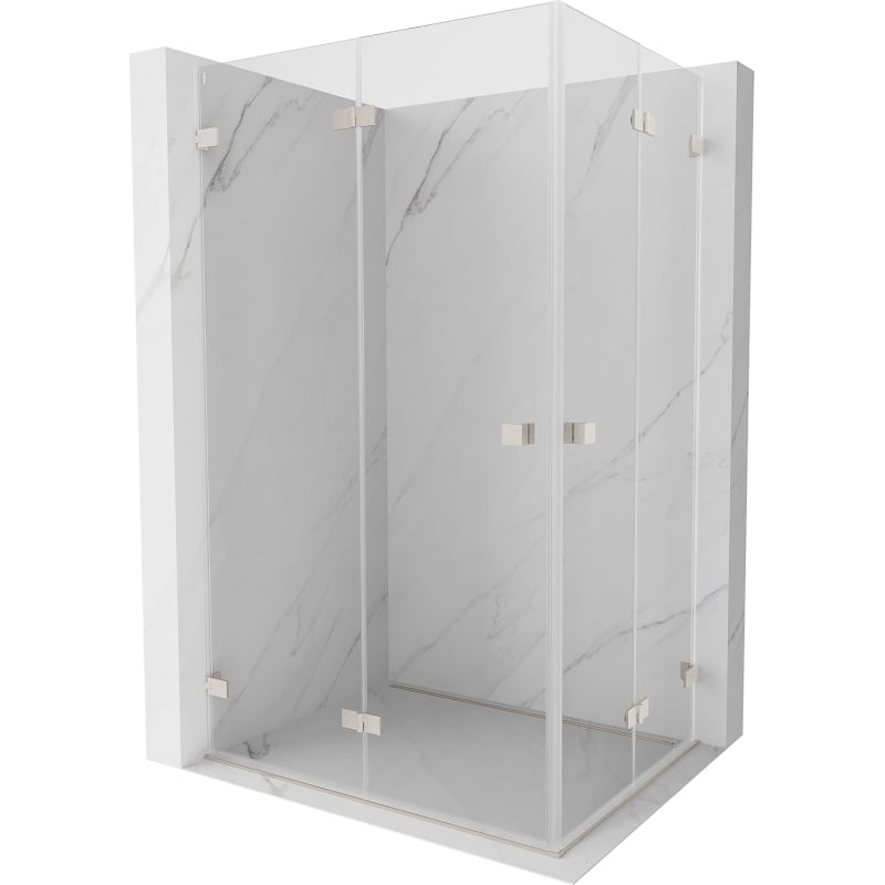 Mexen Lunar-F Duo faltbare Duschkabine 75 x 70 cm, transparent, gebürsteter Nickel - 836-075L-070P-97-00