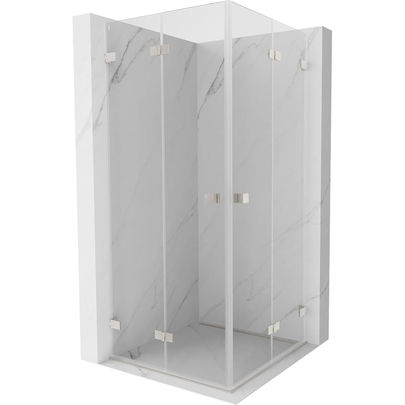 Mexen Lunar-F Duo Faltbare Duschkabine 85 x 85 cm, transparent, gebürstetes Nickel - 836-085L-085P-97-00