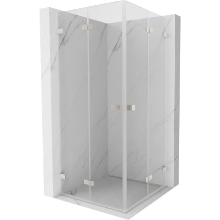 Mexen Lunar-F Duo faltbare Duschkabine 100 x 100 cm, transparent, gebürsteter Nickel - 836-100L-100P-97-00
