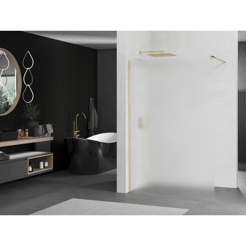 Mexen Kioto Duschwand Walk-in 90 x 200 cm, satiniert 8 mm, gold - 800-090-101-50-30