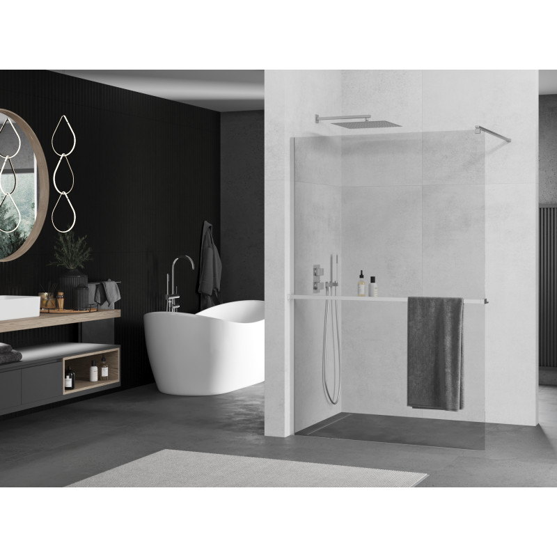 Mexen Kioto+ Duschwand mit Ablage Walk-in 130 x 200 cm, transparent, chrom - 800-130-121-01-00