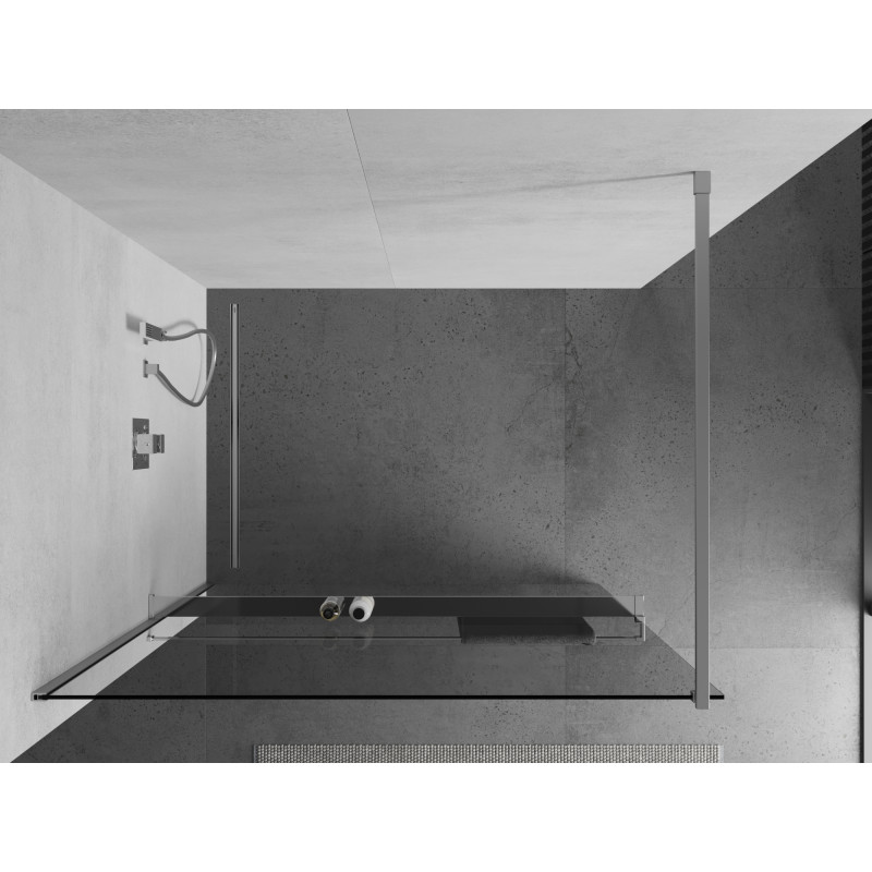 Mexen Kioto+ Duschwand mit Ablage Walk-in 130 x 200 cm, transparent, chrom - 800-130-121-01-00