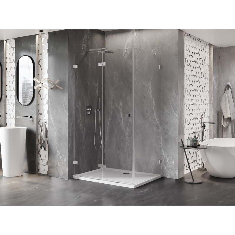 Mexen Lunar-F faltbare Duschkabine links 90 x 80 cm, transparent, Chrom - 836-090-080-01-00-L