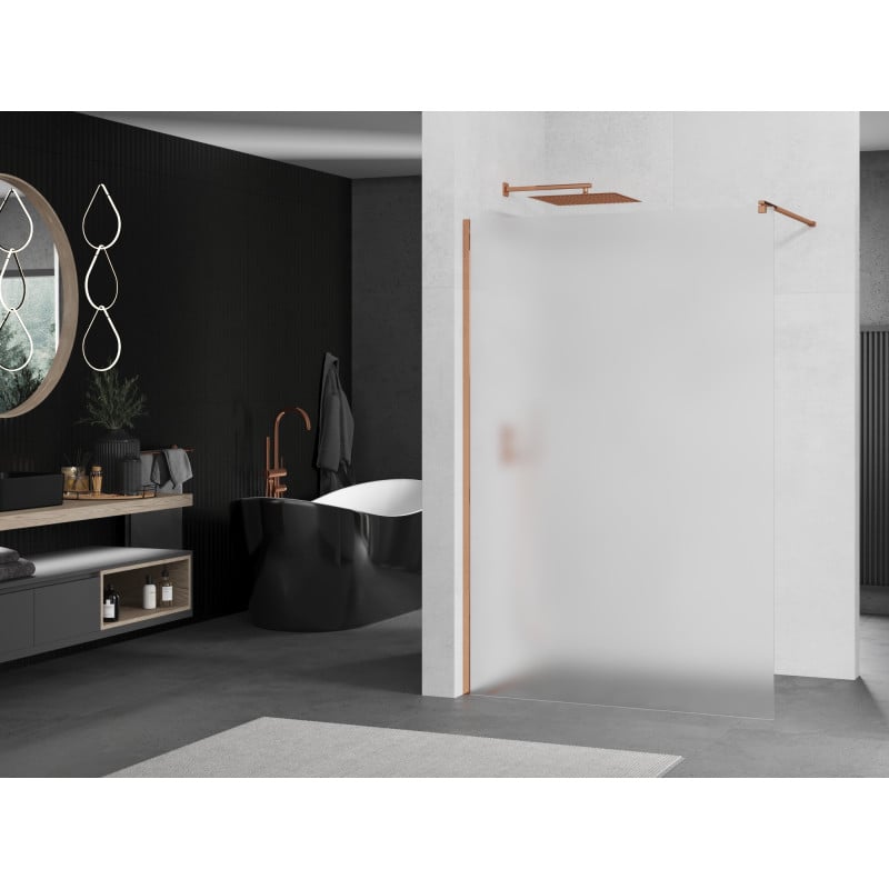 Mexen Kioto Duschwand Walk-in 100 x 200 cm, Frost 8 mm, Roségold - 800-100-101-60-30