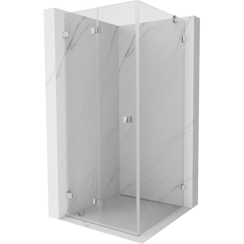 Mexen Lunar-F faltbare Duschkabine links 100 x 100 cm, transparent, Chrom - 836-100-100-01-00-L