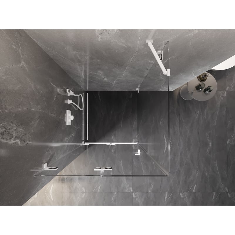 Mexen Lunar-F klappbare Duschkabine links 80 x 80 cm, transparent, weiß - 836-080-080-20-00-L