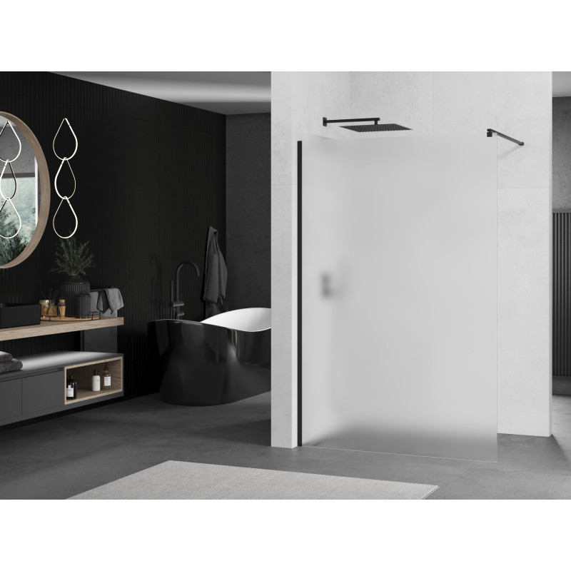 Mexen Kioto Duschwand Walk-in 90 x 200 cm, matt 8 mm, schwarz - 800-090-101-70-30