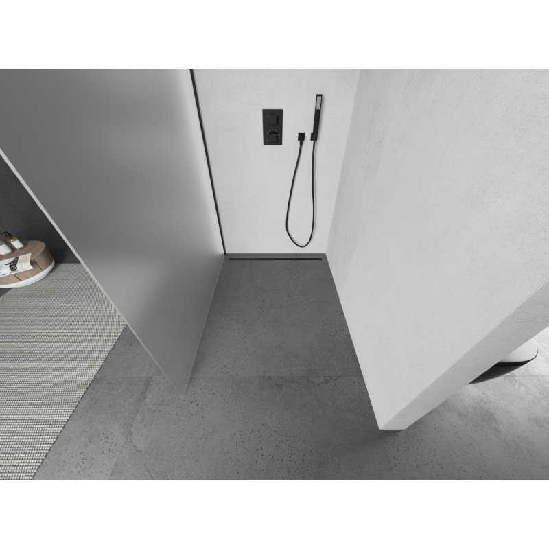 Mexen Kioto Duschwand Walk-in 90 x 200 cm, matt 8 mm, schwarz - 800-090-101-70-30