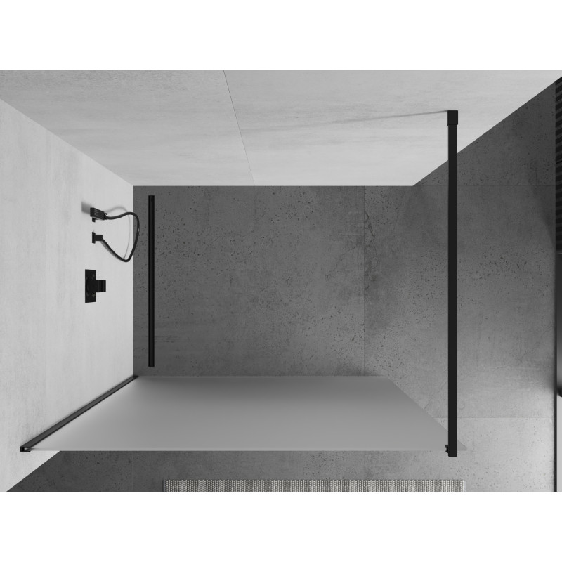 Mexen Kioto Duschwand Walk-in 100 x 200 cm, Frost 8 mm, Schwarz - 800-100-101-70-30