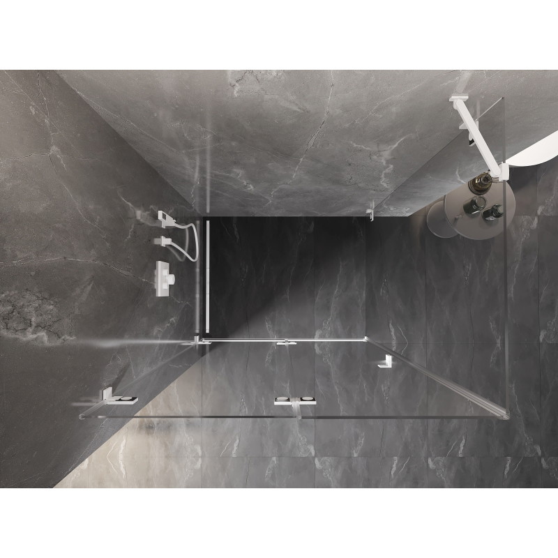 Mexen Lunar-F Duschkabine klappbar links 95 x 80 cm, transparent, weiß - 836-095-080-20-00-L